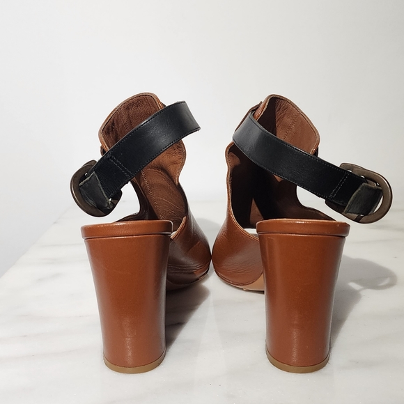 DELMAN Cognac Brown Glove Leather Shoe Bootie w/Open Toe & Heel Blk Ankl… - Picture 3 of 8